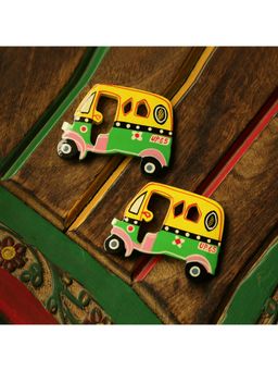 ExclusiveLane - 'The Sticky Autos' Hand-Painted Fridge Magnets In Chilbil Wood (Set of 2)