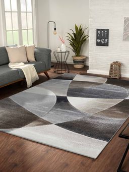 OBSESSIONS - Polypropylene Abstract Carpet, Dark Brown and Grey