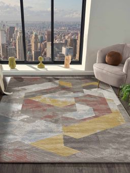 OBSESSIONS - Polypropylene Geometric Carpet, Peach and Brown
