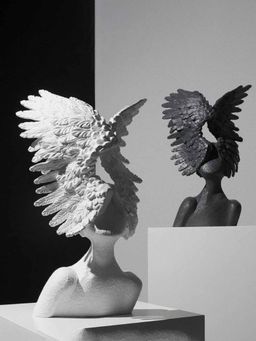 Smokey Cocktail - White Angel Wings Sculpture