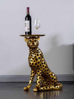 Smokey Cocktail - Fortune Leopard Side Table, Gold