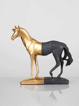 Smokey Cocktail - Black & Gold Luxury Roman Horse Handmade Sculpture