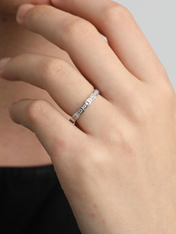 CLARA - 925 Sterling Silver Rhodium Plated Swiss Zirconia Eternity Band Ring For Women And Girls