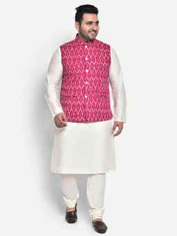 KISAH PLUS - Cotton Blend Pink Kurta Jacket (Set of 3)