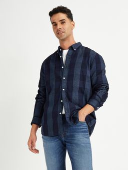 Levi's - Navy Blue Mens Checks Collar Neck Shirt