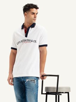 Levi's - White Mens Embroidered Slim Fit Polo T-Shirt