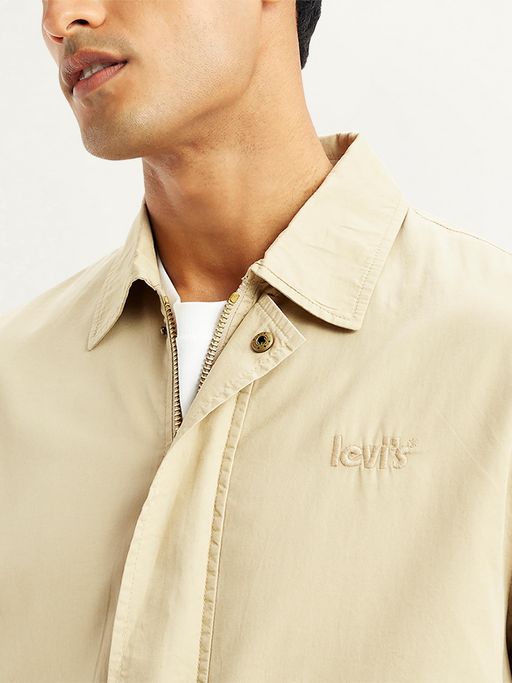 Buy Levi's Mens Solid Beige Spread Collar Bomber Jacket (M) Online