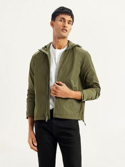 Levi's - Mens Solid Olive Hooded Jacket