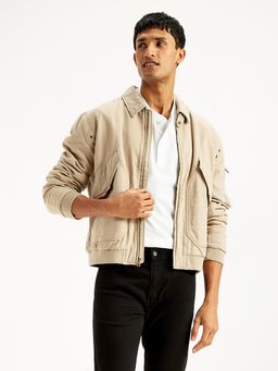 Levi's - Mens Solid Beige Spread Collar Jacket
