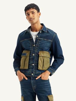 Levi's - Mens Solid Navy Spread Collar Denim Jacket