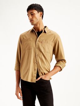 Levi's - Khaki Mens Solid Regular Fit Denim Shirt