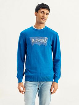 Levi's - Mens Brand Logo Blue Crew Neck Sweater