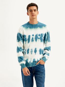 Levi's - Mens Tie-Dye Light-Blue Crew Neck Sweater