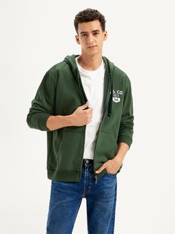 Levi's - Mens Solid Green Hooded Sweatshirt