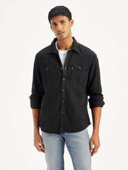 Levi's - Black Mens Solid Regular Fit Denim Shirt