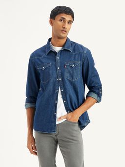 Levi's - Blue Mens Solid Regular Fit Denim Shirt