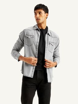 Levi's - Grey Mens Solid Slim Fit Shirt