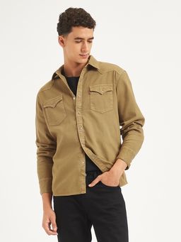 Levi's - Brown Mens Solid Regular Fit Denim Shirt