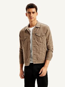 Levi's - Mens Solid Light-Brown Spread Collar Bomber Jacket