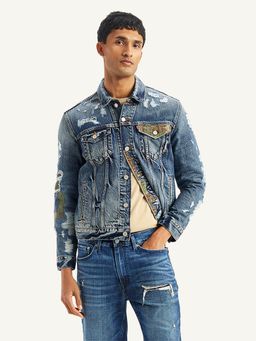 Levi's - Mens Solid Blue Spread Collar Jacket
