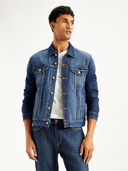 Levi's - Mens Solid Blue Spread Collar Denim Jacket