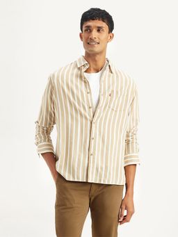 Levi's - Beige Mens Striped Regular Fit Shirt