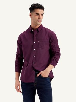 Levi's - Burgundy Mens Solid Slim Fit Shirt