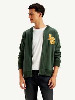 Levi's - Mens Solid Green Mandarin Neck Zip Sweatshirt