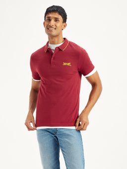 Levi's - Red Mens Solid Slim Fit Polo T-Shirt