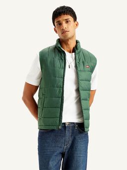 Levi's - Mens Solid Green High Neck Puffer Jacket