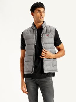 Levi's - Mens Solid Grey High Neck Puffer Jacket