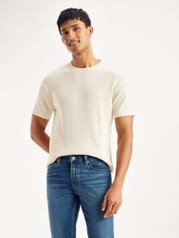 Levi's - Cream Mens Textured Slim Fit T-Shirt