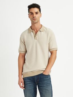 Levi's - Beige Mens Solid Slim Fit Polo T-Shirt
