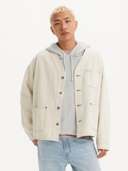 Levi's - Mens Solid Cream V Neck Denim Jacket