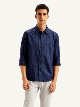 Levi's - Navy Blue Mens Stripes Slim Fit Shirt