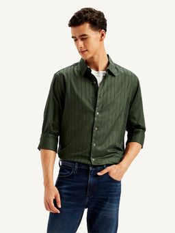 Levi's - Olive Mens Stripes Slim Fit Shirt