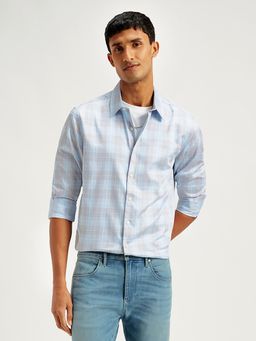 Levi's - Blue Mens Checks Collar Neck Shirt