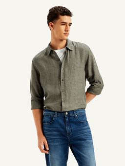Levi's - Olive Mens Checks Collar Neck Shirt