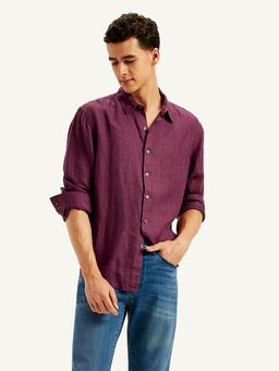 Levi's - Burgundy Mens Solid Collar Neck Shirt