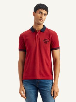 Levi's - Red Mens Solid Slim Fit Polo T-Shirt