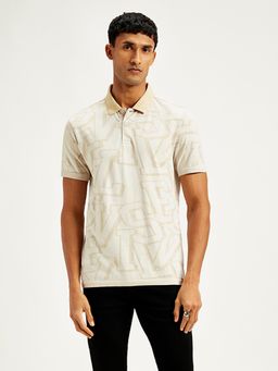 Levi's - Cream Mens Typographic Print Slim Fit Polo T-Shirt