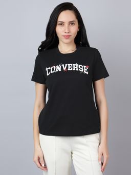 Converse - Women Black Stars Text Printed T-shirt