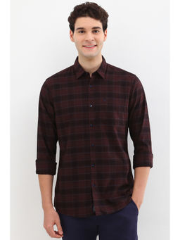 Allen Solly - Men Maroon Checks Casual Shirt