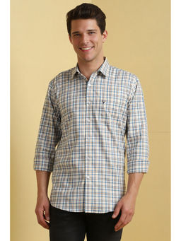 Allen Solly - Men Cream Slim Fit Checks Casual Shirt