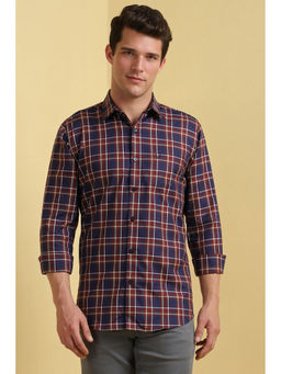 Allen Solly - Men Navy Blue Slim Fit Checks Casual Shirt