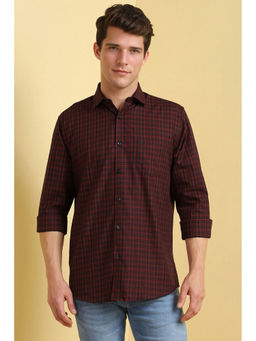 Allen Solly - Men Maroon Slim Fit Checks Casual Shirt