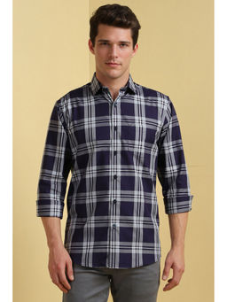 Allen Solly - Men Navy Blue Slim Fit Checks Casual Shirt