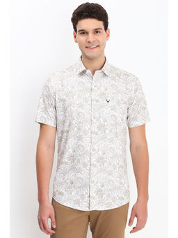 Allen Solly - Men White Slim Fit Printed Casual Shirt