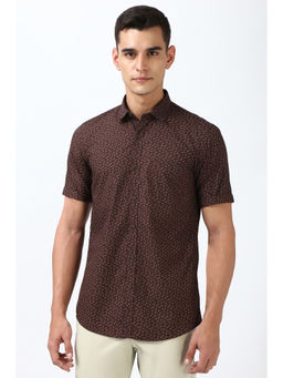Peter England - Men Brown Slim Fit Printed Shirt