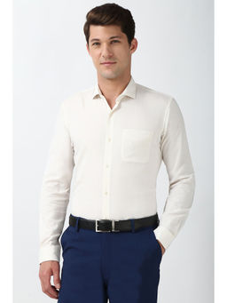 Peter England - Men Cream Slim Fit Shirt